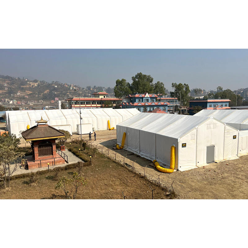 IFRC/ICRC/WFP/IOM Standard Fire-Retardant UV resistens 10x24m Tabernaculum Mobile Repono Unitates (MSU)