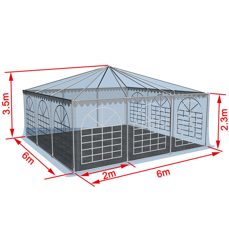 6x6-2.3m Pagoda Marquee PVC Pop Up Canopy Tentorium
